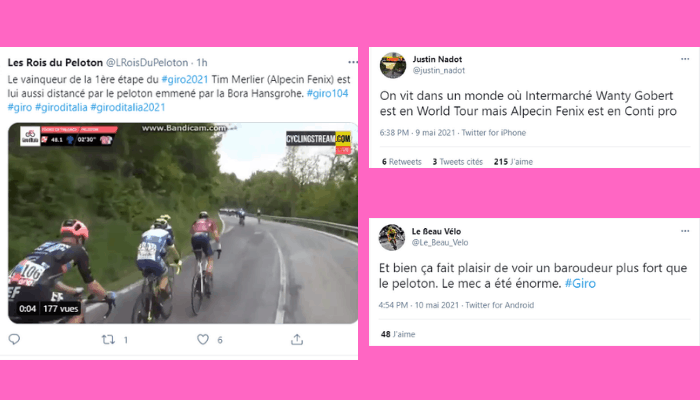 3e étape Giro 2021 : L'exploit de Van Der Hoorn vu par twitter